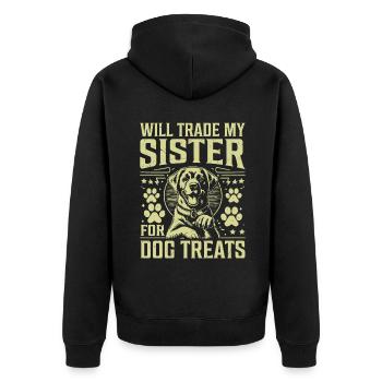 Dog Dad Gifts for Men - Unisex Premium Bio Zip Hoodie - Schwarz - Hinten - Nico (187cm)