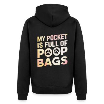Dog Dad Gifts for Men - Unisex Premium Bio Zip Hoodie - Schwarz - Hinten - Nico (187cm)