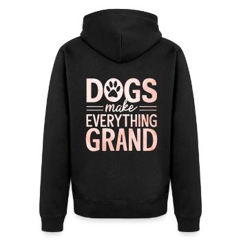Cadeaux de grand-mère pour chien - Veste à capuche bio Premium Unisexe - noir - Dos - Nico (187cm)