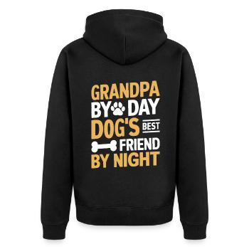 Cadeaux de grand-père chien - Veste à capuche bio Premium Unisexe - noir - Dos - Nico (187cm)