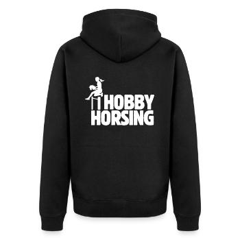 Hobby Horsing - Hobby Cheval - Equitation - Cadeau - Veste à capuche bio Premium Unisexe - noir - Dos - Nico (187cm)