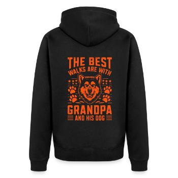 Cadeaux de grand-père chien - Veste à capuche bio Premium Unisexe - noir - Dos - Nico (187cm)