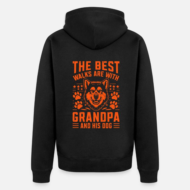 Cadeaux de grand-père chien - Veste à capuche bio Premium Unisexe - noir
