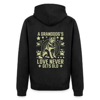 Cadeaux de grand-père chien - Veste à capuche bio Premium Unisexe - noir - Dos - Nico (187cm)