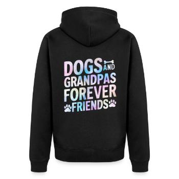 Cadeaux de grand-père chien - Veste à capuche bio Premium Unisexe - noir - Dos - Nico (187cm)