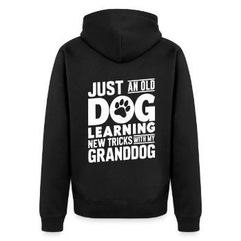 Cadeaux de grand-père chien - Veste à capuche bio Premium Unisexe - noir - Dos - Nico (187cm)