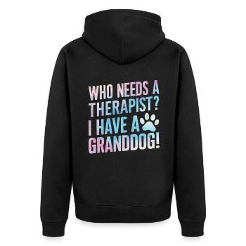 Cadeaux de grand-père chien - Veste à capuche bio Premium Unisexe - noir - Dos - Nico (187cm)