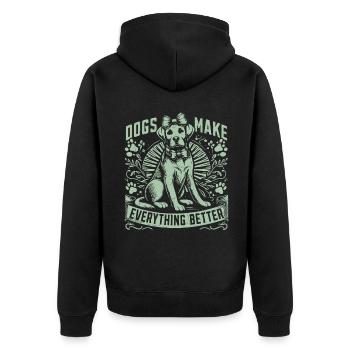 Dog Mom Gifts for Women - Unisex Premium Bio Zip Hoodie - Schwarz - Hinten - Nico (187cm)