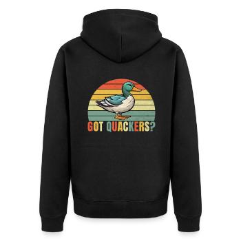 Duck Gifts for Duck Lovers - Unisex Premium Organic Zip Hoodie - black - Back - Nico (187cm)