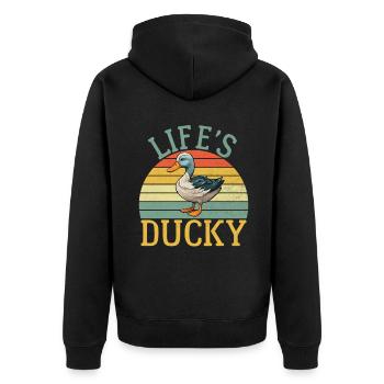 Cadeaux de canard pour les amateurs de canard - Veste à capuche bio Premium Unisexe - noir - Dos - Nico (187cm)