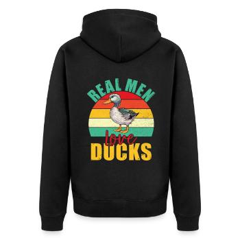 Cadeaux de canard pour les amateurs de canard - Veste à capuche bio Premium Unisexe - noir - Dos - Nico (187cm)
