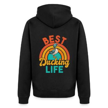 Duck Gifts for Duck Lovers - Unisex Premium Organic Zip Hoodie - black - Back - Nico (187cm)