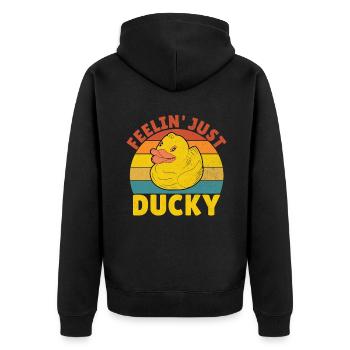Cadeaux de canard pour les amateurs de canard - Veste à capuche bio Premium Unisexe - noir - Dos - Nico (187cm)