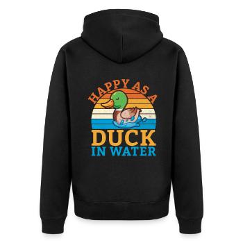 Cadeaux de canard pour les amateurs de canard - Veste à capuche bio Premium Unisexe - noir - Dos - Nico (187cm)
