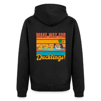 Duck Gifts for Duck Lovers - Unisex Premium Organic Zip Hoodie - black - Back - Nico (187cm)