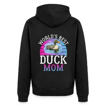 Duck Gifts for Duck Lovers - Unisex Premium Organic Zip Hoodie - black - Back - Nico (187cm)