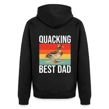 Duck Gifts for Duck Lovers - Unisex Premium Organic Zip Hoodie - black - Back - Nico (187cm)