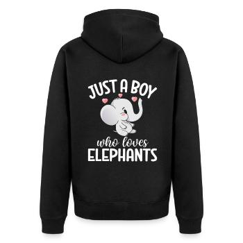 Cadeaux d’amoureux des éléphants - Veste à capuche bio Premium Unisexe - noir - Dos - Nico (187cm)