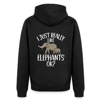 Cadeaux d’amoureux des éléphants - Veste à capuche bio Premium Unisexe - noir - Dos - Nico (187cm)