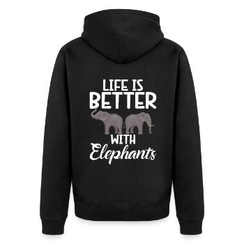 Cadeaux d’amoureux des éléphants - Veste à capuche bio Premium Unisexe - noir - Dos - Nico (187cm)