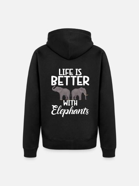Elephant Lovers Gifts - Unisex Premium Organic Zip Hoodie - black