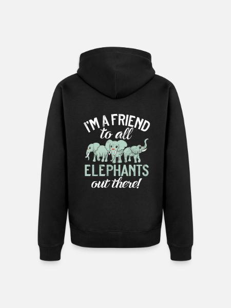 Elephant Lovers Gifts - Unisex Premium Organic Zip Hoodie - black