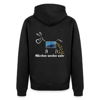 Märchen werden wahr - Goldesel - Photovoltaik - Unisex Premium Bio Zip Hoodie - Schwarz - Hinten - Nico (187cm)