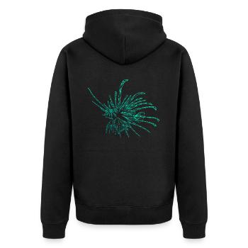 Feuerfisch Tauchen Taucher Lionfish Dive Diving - Unisex Premium Bio Zip Hoodie - Schwarz - Hinten - Nico (187cm)