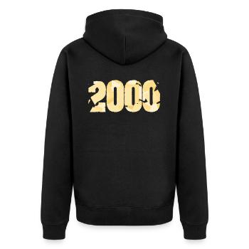 2000 - Unisex Premium Bio Zip Hoodie - Schwarz - Hinten - Nico (187cm)