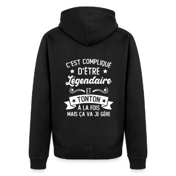 Légendaire et Tonton Humour Cadeau Pour Tonton - Veste à capuche bio Premium Unisexe - noir - Dos - Nico (187cm)