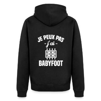 Je peux pas j'ai babyfoot humour cadeau - Veste à capuche bio Premium Unisexe - noir - Dos - Nico (187cm)