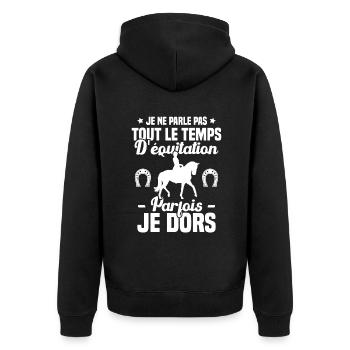 Je ne parle pas tout le temps d'équitation humour - Veste à capuche bio Premium Unisexe - noir - Dos - Nico (187cm)