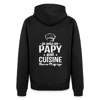 Je suis un papy qui cuisine, Cadeau cuisinier papy - Veste à capuche bio Premium Unisexe - noir - Dos - Nico (187cm)