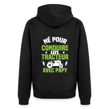Né pour conduire un tracteur avec papy Cadeau - Veste à capuche bio Premium Unisexe - noir - Dos - Nico (187cm)