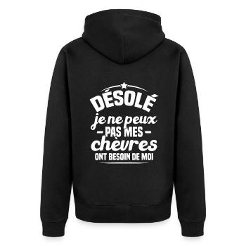 Désolé mes moutons ont besoin de moi Humour Cadeau - Veste à capuche bio Premium Unisexe - noir - Dos - Nico (187cm)