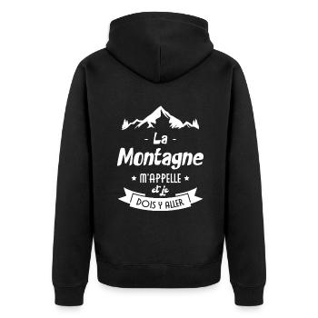 La montagne m'appelle et je dois y aller - Veste à capuche bio Premium Unisexe - noir - Dos - Nico (187cm)