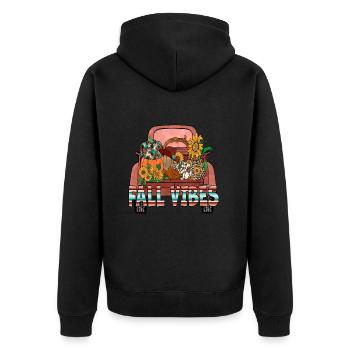 Fall Vibes - Unisex Premium Organic Zip Hoodie - black - Back - Nico (187cm)