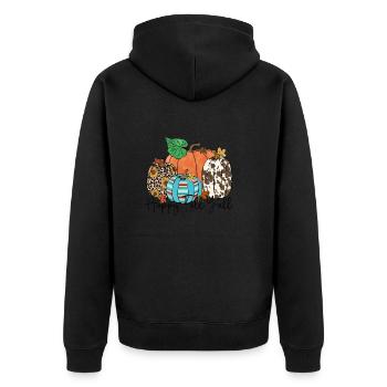 Happy Fall y'all - Unisex Premium Bio Zip Hoodie - Schwarz - Hinten - Nico (187cm)