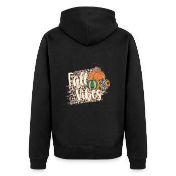 Fall Vibes - Unisex Premium Organic Zip Hoodie - black - Back - Nico (187cm)