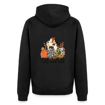 Herbst Süßer Herbst - Unisex Premium Bio Zip Hoodie - Schwarz - Hinten - Nico (187cm)