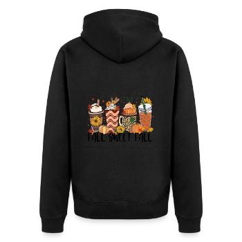 Herbst Süßer Herbst - Unisex Premium Bio Zip Hoodie - Schwarz - Hinten - Nico (187cm)
