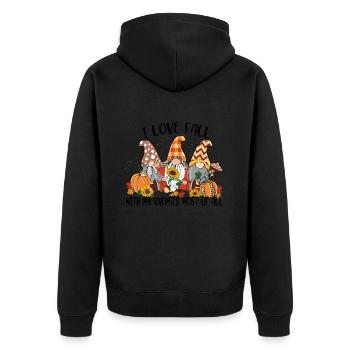 Ich liebe den Herbst mit meinen Gnomien am meisten - Unisex Premium Bio Zip Hoodie - Schwarz - Hinten - Nico (187cm)