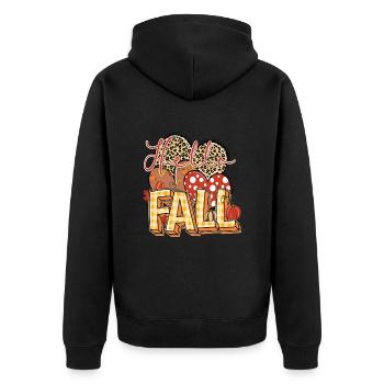 Hello Fall, Happy Fall y'all - Unisex Premium Organic Zip Hoodie - black - Back - Nico (187cm)