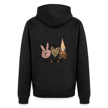 Peace Love Fall, Happy Fall y'all - Unisex Premium Bio Zip Hoodie - Schwarz - Hinten - Nico (187cm)