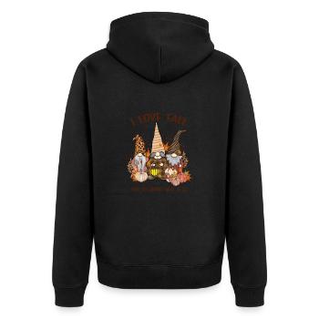 Ich liebe Fall meine meine Gnomien am meisten - Unisex Premium Bio Zip Hoodie - Schwarz - Hinten - Nico (187cm)