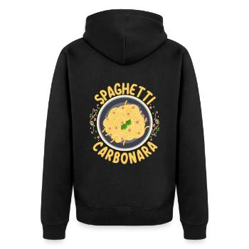 Spaghetti Carbonara | Amateurs de pâtes cuisiniers - Veste à capuche bio Premium Unisexe - noir - Dos - Nico (187cm)