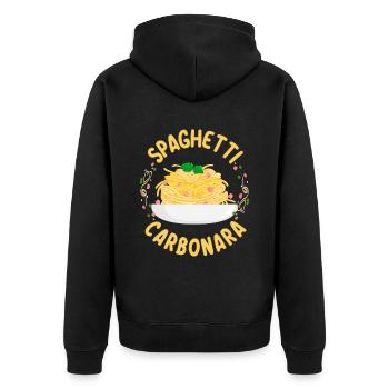 Spaghetti Carbonara | Pasta Liebhaber Köche - Unisex Premium Bio Zip Hoodie - Schwarz - Hinten - Nico (187cm)