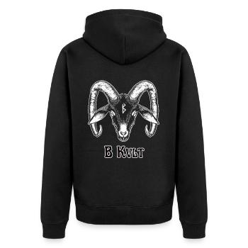 Zeichen des Kvlt - Unisex Premium Bio Zip Hoodie - Schwarz - Hinten - Nico (187cm)