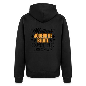 Jamais égalé meilleur joueur de belote - Veste à capuche bio Premium Unisexe - noir - Dos - Nico (187cm)