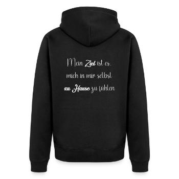 Mein Ziel ist es mich in mir selbst zu Hause... - Unisex Premium Bio Zip Hoodie - Schwarz - Hinten - Nico (187cm)